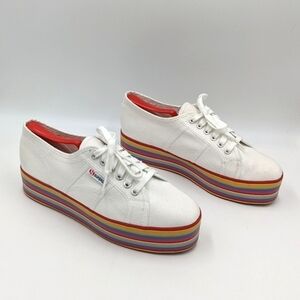 Superga Platform Rainbow Multi Color Sneaker Shoe 10 Women 8.5 Men